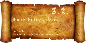 Benik Krisztián névjegykártya